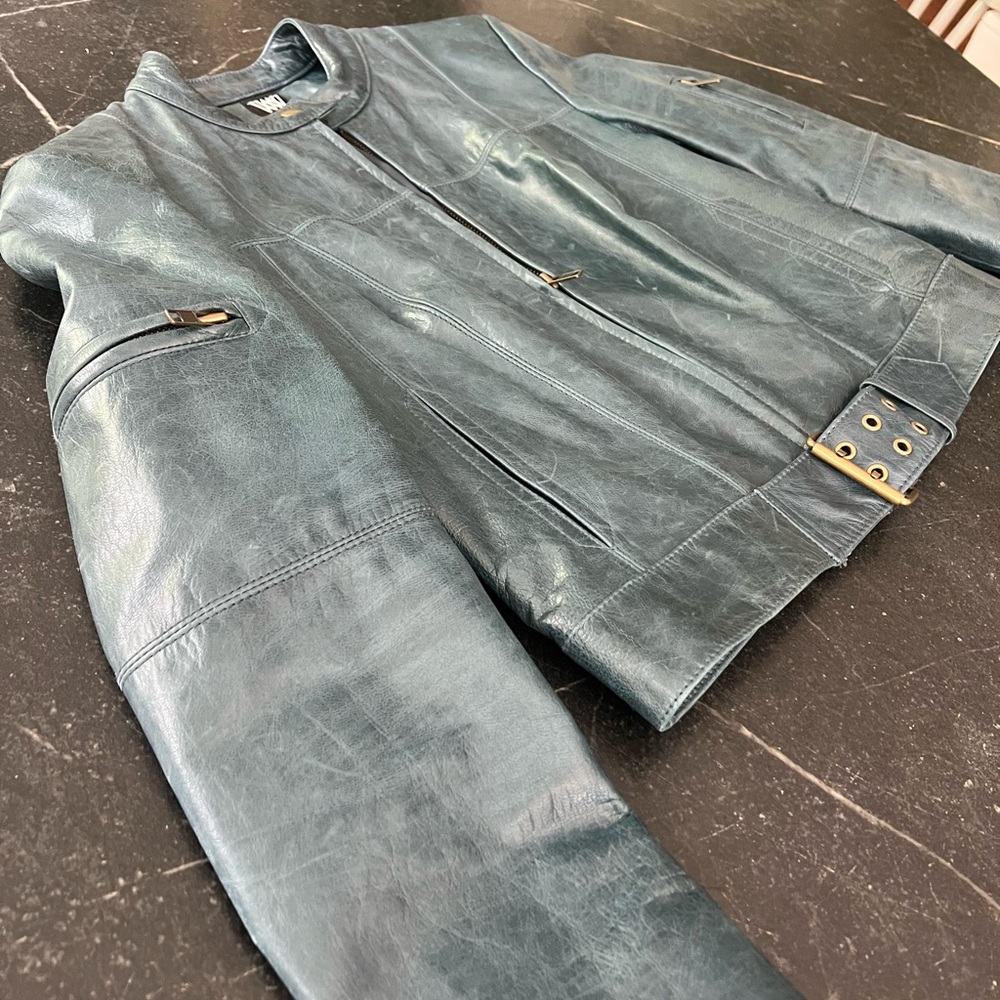 Women’s Blue Leather Jacket